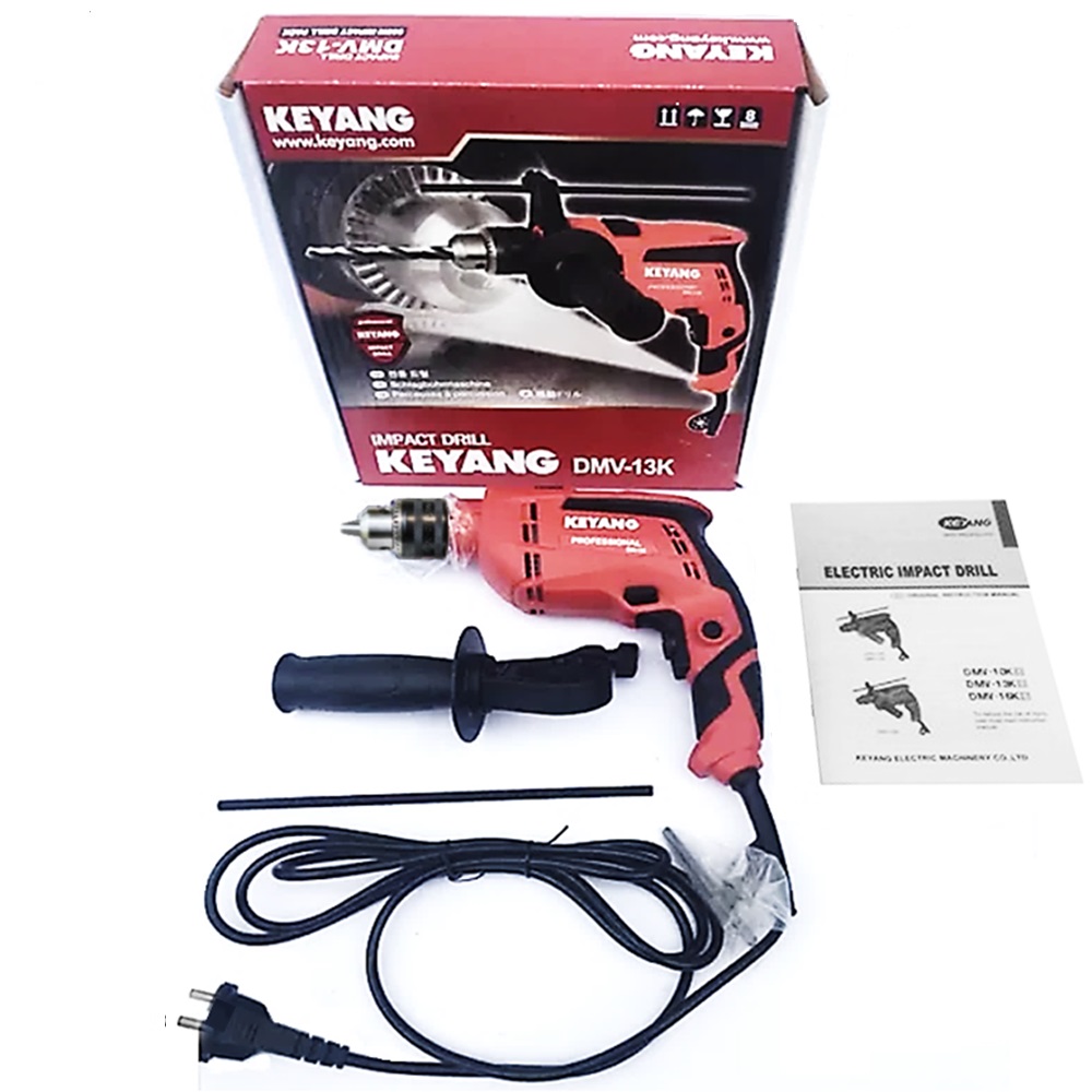 SKI - สกี จำหน่ายสินค้าหลากหลาย และคุณภาพดี | KEYANG DMV-13K(EC) สว่านกระแทก (ซ้าย-ขวา,ปรับรอบ) 13 มม. 650W (Paper Box)