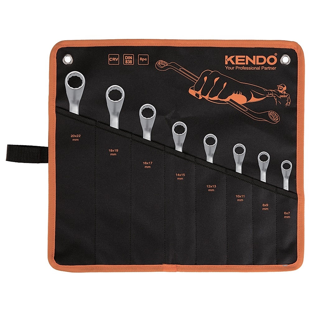 SKI - สกี จำหน่ายสินค้าหลากหลาย และคุณภาพดี | KENDO 15248 ชุดประแจแหวนข้าง 8 ตัวชุด