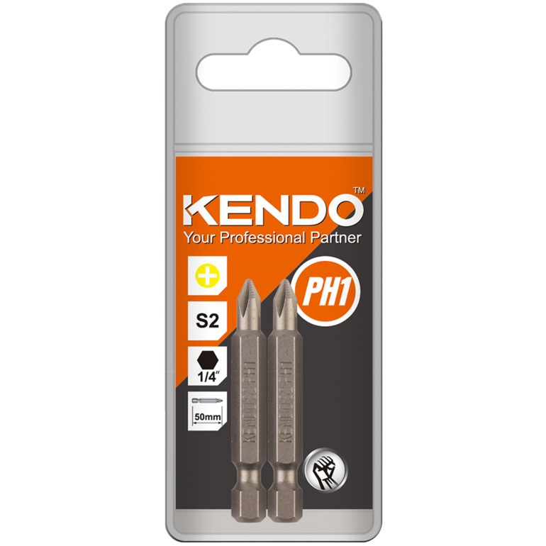 SKI - สกี จำหน่ายสินค้าหลากหลาย และคุณภาพดี | KENDO 21220105 ดอกไขควงลมหัวเดี่ยว แฉก หัวแม่เหล็ก PH1 × 50 mm (2 ชิ้น/แพ็ค)