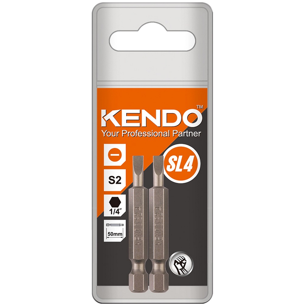 SKI - สกี จำหน่ายสินค้าหลากหลาย และคุณภาพดี | KENDO 21320405 ดอกไขควงลมหัวเดี่ยว แบน หัวแม่เหล็ก SL4 × 50 mm (2 ชิ้น/แพ็ค)
