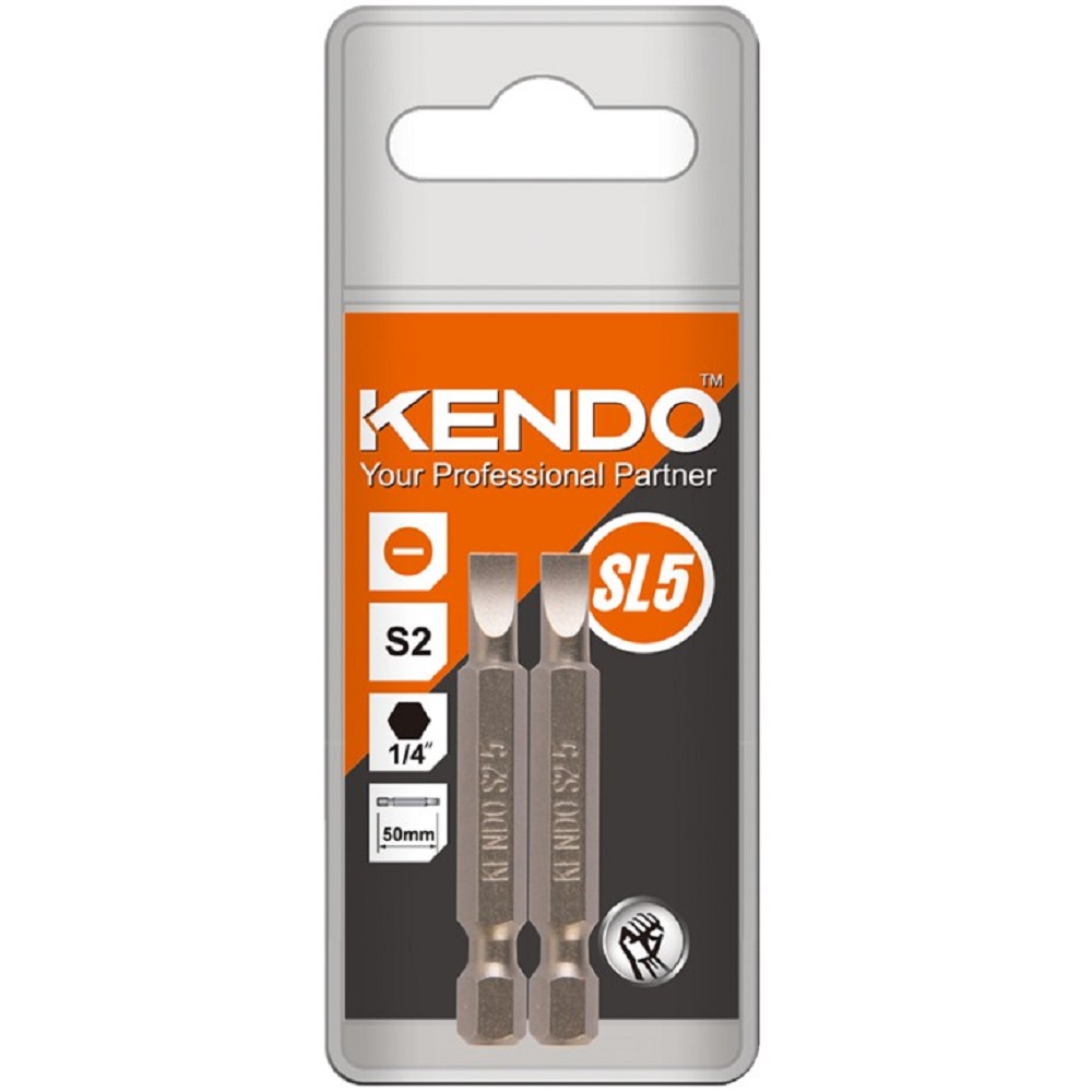 SKI - สกี จำหน่ายสินค้าหลากหลาย และคุณภาพดี | KENDO 21320505 ดอกไขควงลมหัวเดี่ยว แบน หัวแม่เหล็ก SL5 × 50 mm (2 ชิ้น/แพ็ค)