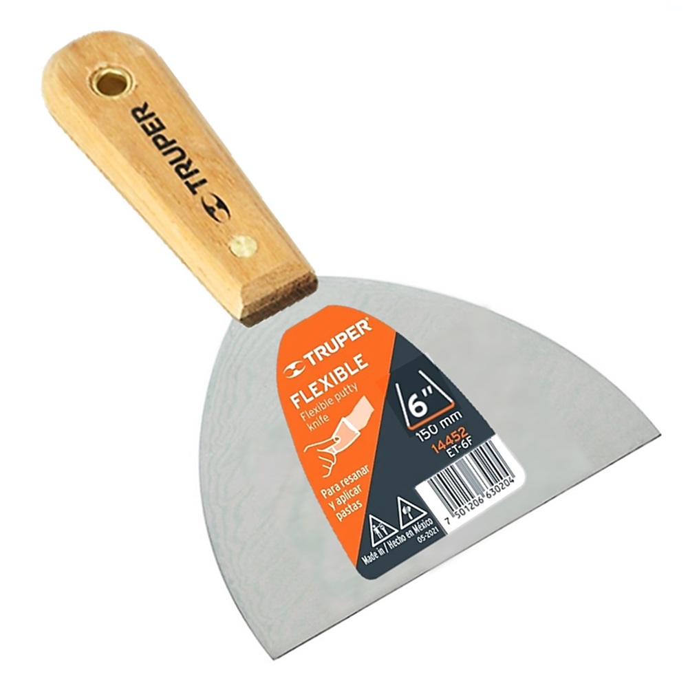 SKI - สกี จำหน่ายสินค้าหลากหลาย และคุณภาพดี | TRUPER 14452 เกรียงเหล็กโปั๊วสี 6 นิ้ว ด้ามไม้ (ET-6F) (กล่อง 6 ชิ้น)