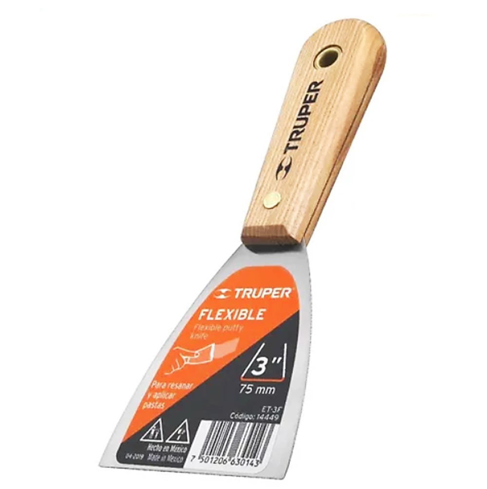 SKI - สกี จำหน่ายสินค้าหลากหลาย และคุณภาพดี | TRUPER 14449 เกียงเหล็กโป๊วสี 3 นิ้ว ด้ามไม้