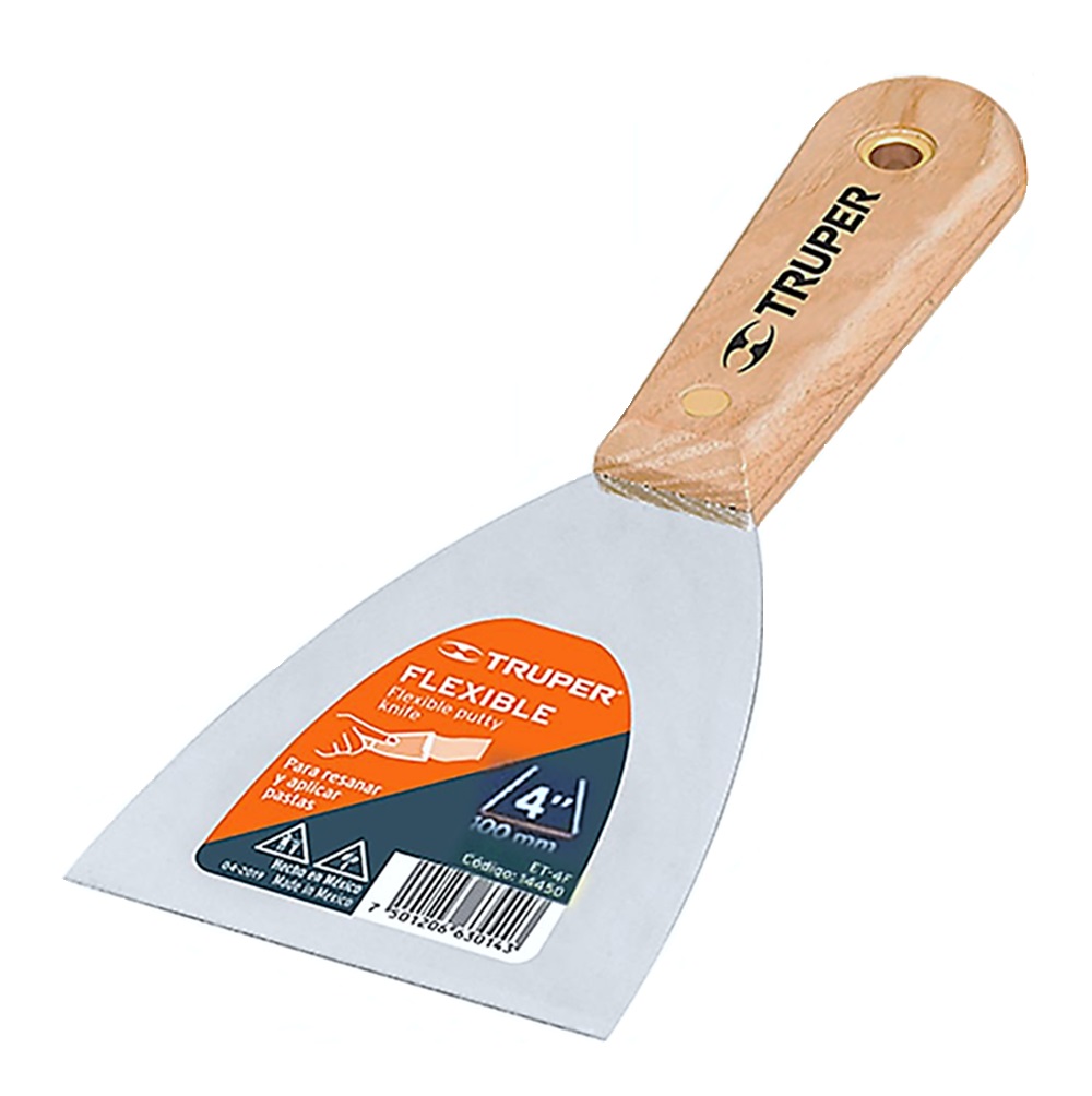 SKI - สกี จำหน่ายสินค้าหลากหลาย และคุณภาพดี | TRUPER 14450 เกียงเหล็กโป๊วสี 4 นิ้ว ด้ามไม้