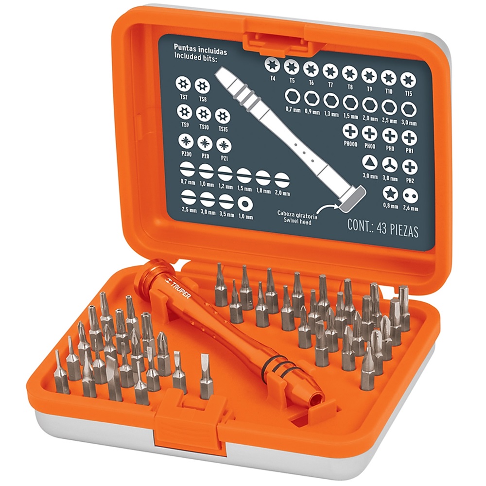 SKI - สกี จำหน่ายสินค้าหลากหลาย และคุณภาพดี | TRUPER 14163 ไขควงสำหรับงานละเอียด พร้อมดอกไขควง 43 หัว (JOY-43) (กล่อง 2 ชิ้น)