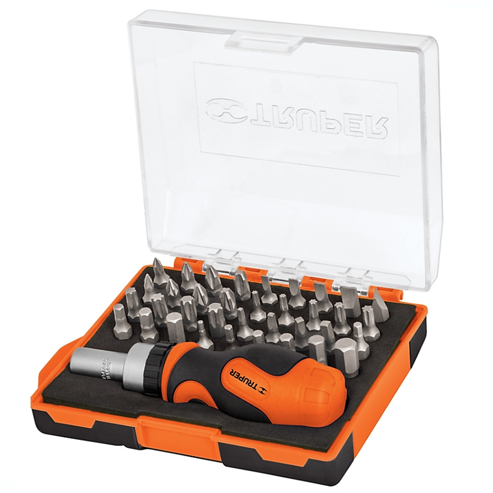 SKI - สกี จำหน่ายสินค้าหลากหลาย และคุณภาพดี | TRUPER 17845 ไขควงด้ามฟรี mini พร้อม ดอกไขควง 37 หัว (DTROM-37)
