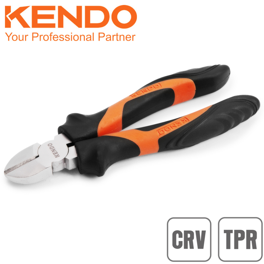 SKI - สกี จำหน่ายสินค้าหลากหลาย และคุณภาพดี | KENDO 10206 คีมปากเฉียง (ชุบโครเมียม/ด้ามหุ้มยาง) 180mm/7นิ้ว