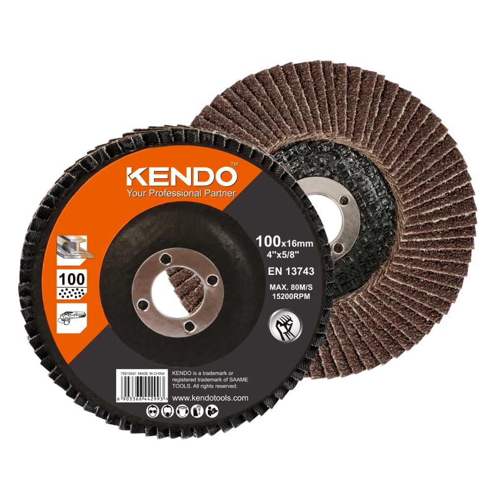 SKI - สกี จำหน่ายสินค้าหลากหลาย และคุณภาพดี | KENDO 75910041 T27 จานทรายซ้อนหลังแข็ง Φ100×16mm #100 (ราคาต่อแผ่น ขายครั้งละ 10 แผ่น)