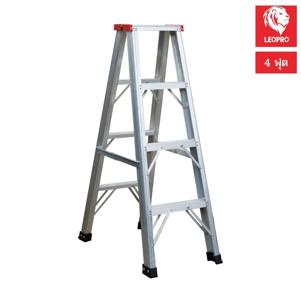 SKI - สกี จำหน่ายสินค้าหลากหลาย และคุณภาพดี | LEOPRO LP07164 บันไดพับ หัวแดงขั้นขากล่อง 2 ทาง 4 ฟุต