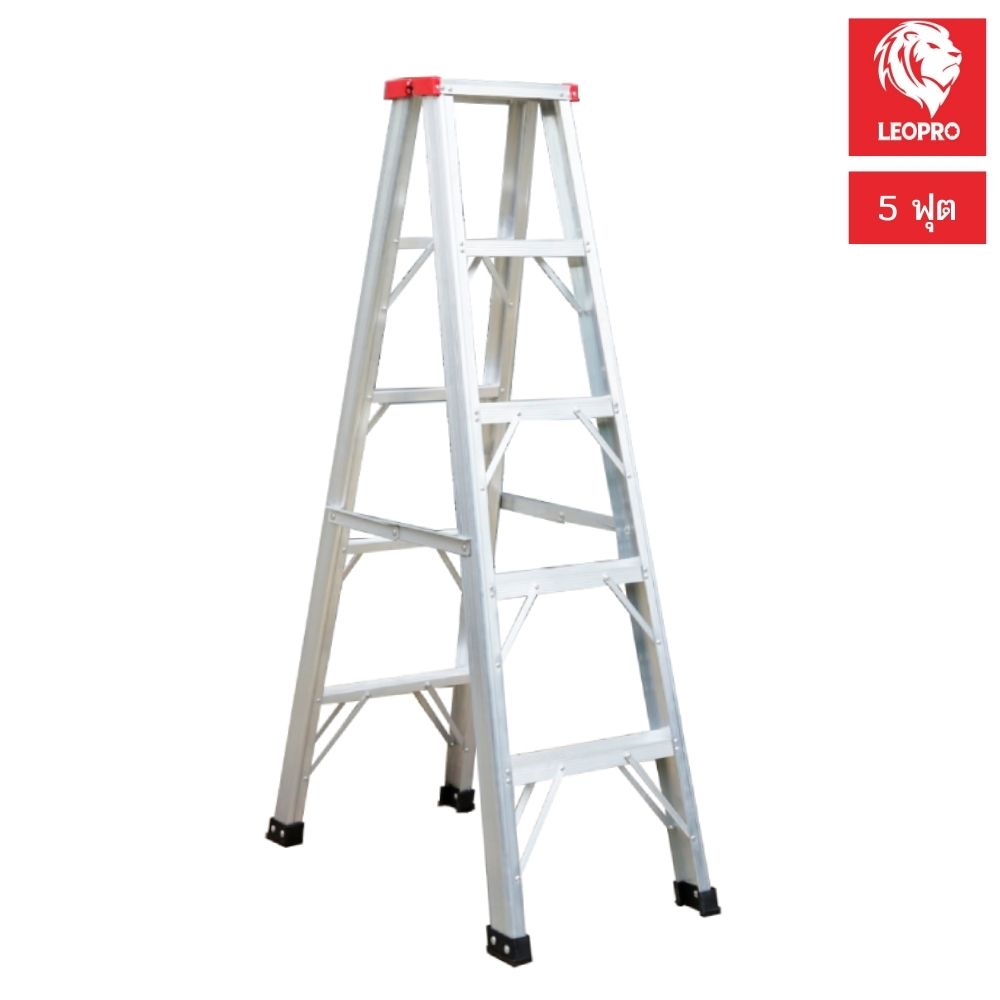 SKI - สกี จำหน่ายสินค้าหลากหลาย และคุณภาพดี | LEOPRO LP07165 บันไดพับ หัวแดงขั้นขากล่อง 2 ทาง 5 ฟุต