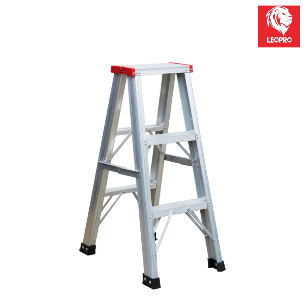 SKI - สกี จำหน่ายสินค้าหลากหลาย และคุณภาพดี | LEOPRO LP07163 บันไดพับ หัวแดงขั้นขากล่อง 2 ทาง 3 ฟุต