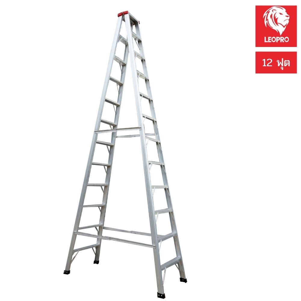 SKI - สกี จำหน่ายสินค้าหลากหลาย และคุณภาพดี | LEOPRO LP07172 บันไดพับ หัวแดงขั้นขากล่อง 2 ทาง 12 ฟุต
