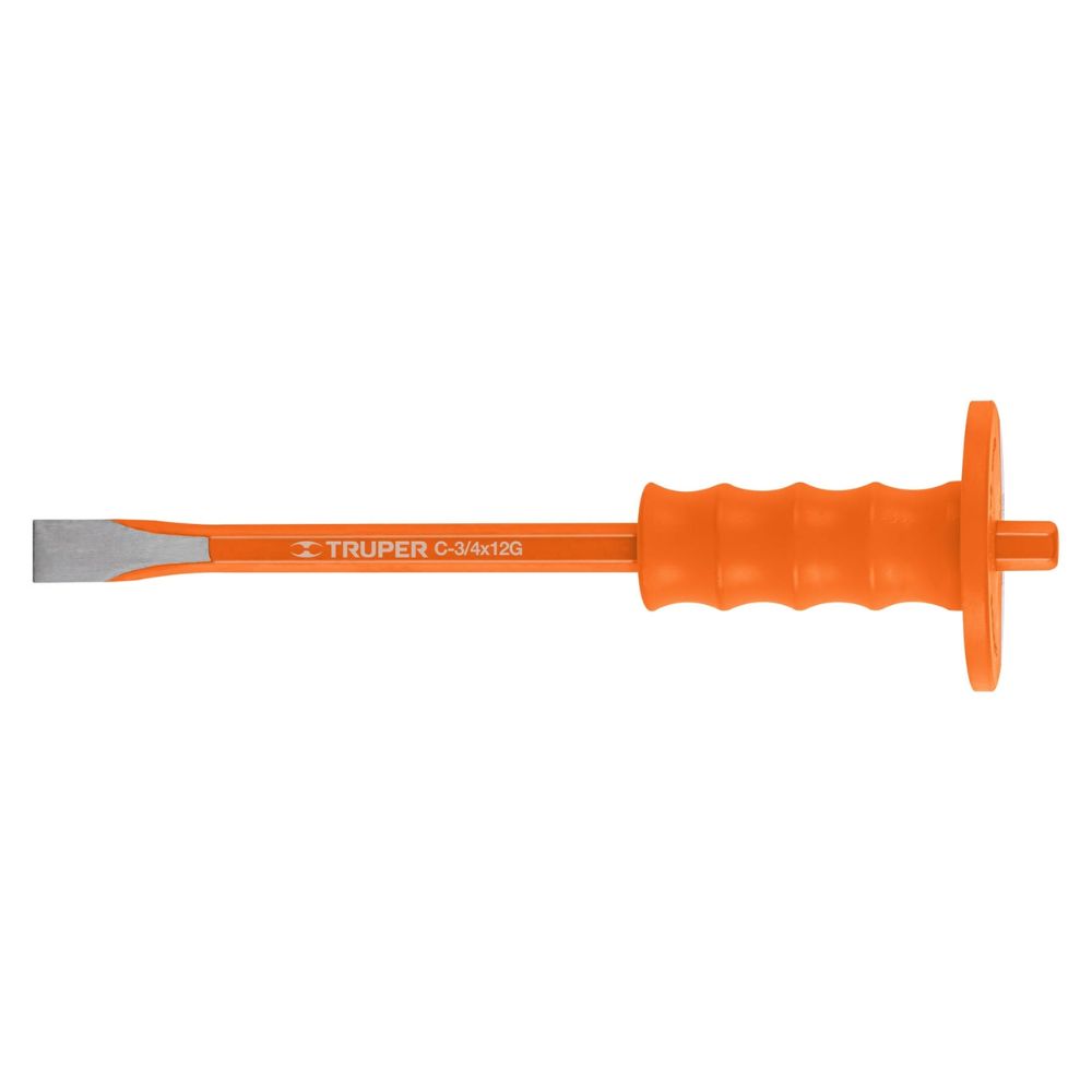 SKI - สกี จำหน่ายสินค้าหลากหลาย และคุณภาพดี | TRUPER 12172 เหล็กสกัดปากแบน ด้ามจับหุ้มยาง ขนาด 3/4 นิ้ว ยาว 12 นิ้ว (C-3/4X12G) (ราคาต่ออัน ,ในกล่องบรรจุ 4 อัน)