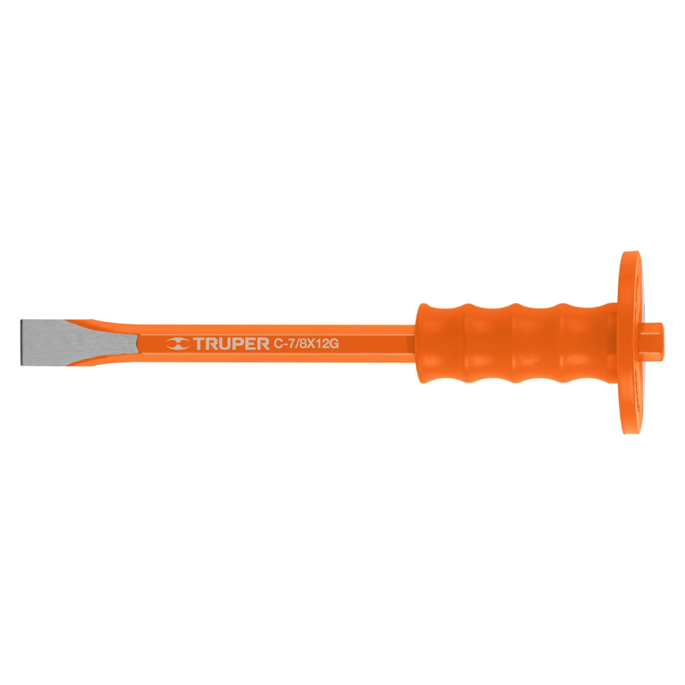 SKI - สกี จำหน่ายสินค้าหลากหลาย และคุณภาพดี | TRUPER 12175 เหล็กสกัดปากแบน ด้ามจับหุ้มยาง ขนาด 7/8 นิ้ว ยาว 12 นิ้ว (C-7/8X12G) (กล่อง 4 ชิ้น)