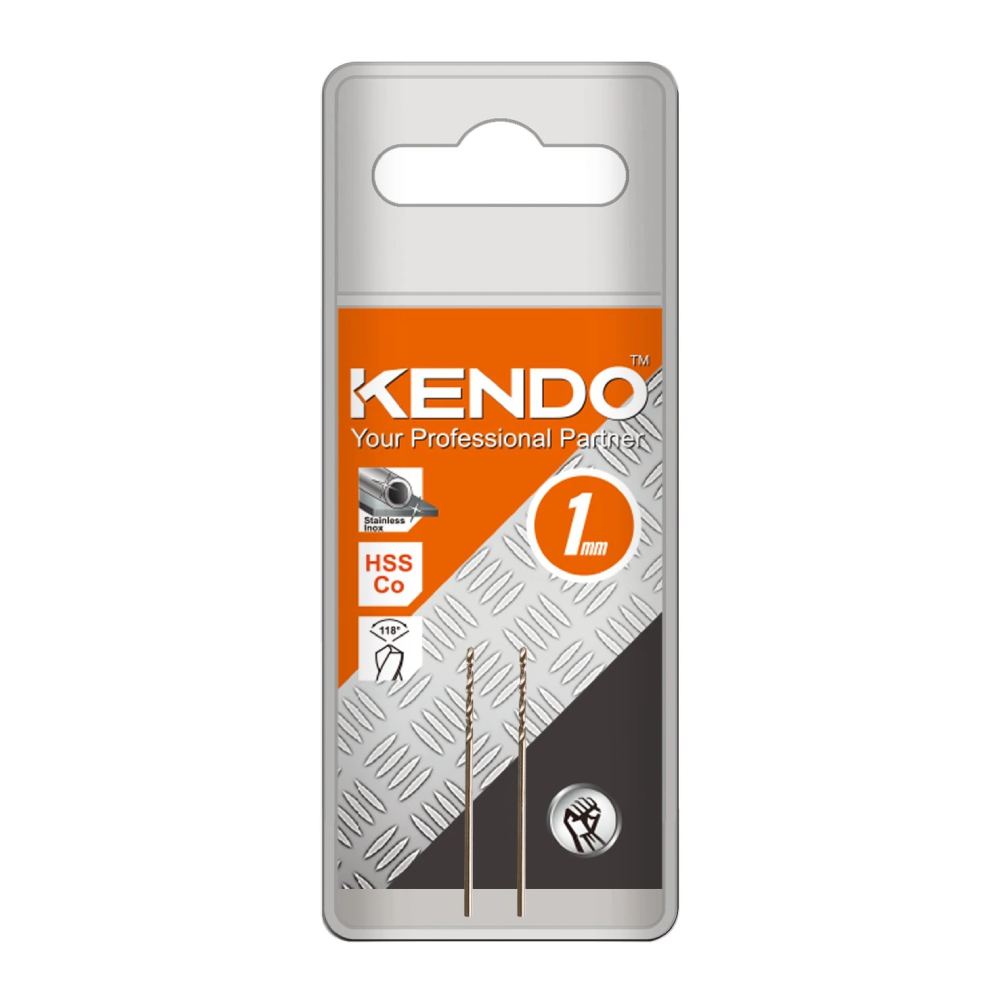SKI - สกี จำหน่ายสินค้าหลากหลาย และคุณภาพดี | KENDO 10301005 ดอกสว่านเจาะสแตนเลส(โคบอลท์) 1.0 × 34mm (2 ชิ้น/แพ็ค)