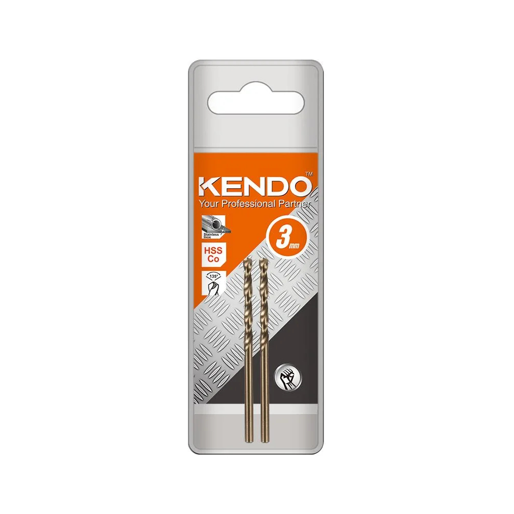 SKI - สกี จำหน่ายสินค้าหลากหลาย และคุณภาพดี | KENDO 10303005 ดอกสว่านเจาะสแตนเลส(โคบอลท์) 3.0 × 61mm (2 ชิ้น/แพ็ค)