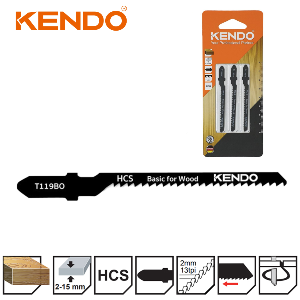 SKI - สกี จำหน่ายสินค้าหลากหลาย และคุณภาพดี | KENDO 46000301 ใบเลื่อยจิ๊กซอตัดไม้ T119BO (3 ชิ้น/แพ็ค)