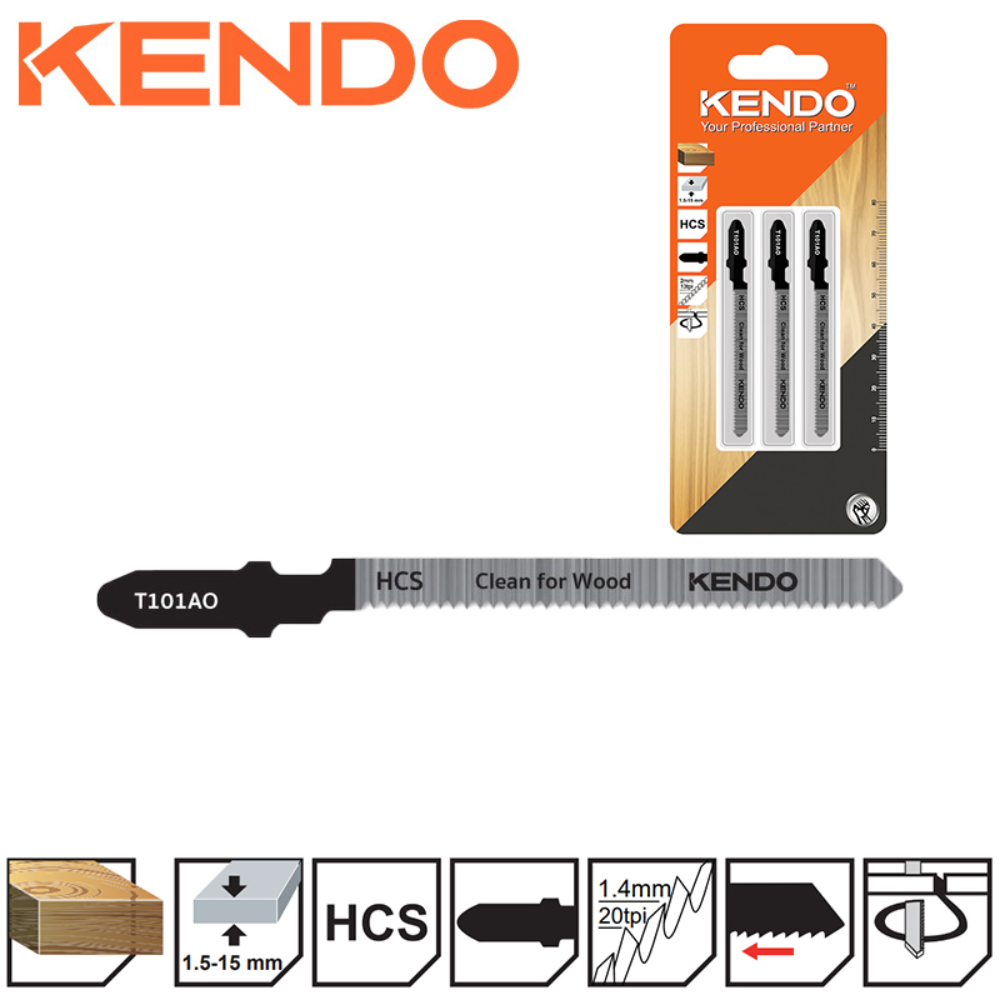 SKI - สกี จำหน่ายสินค้าหลากหลาย และคุณภาพดี | KENDO 46005001 ใบเลื่อยจิ๊กซอตัดไม้ T101AO (3 ชิ้น/แพ็ค)