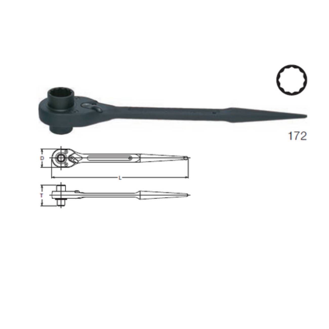 SKI - สกี จำหน่ายสินค้าหลากหลาย และคุณภาพดี | KOKEN 172 แหวนฟรีปลายแหลม 15นิ้ว 24x30mm. 12 เหลี่ยม