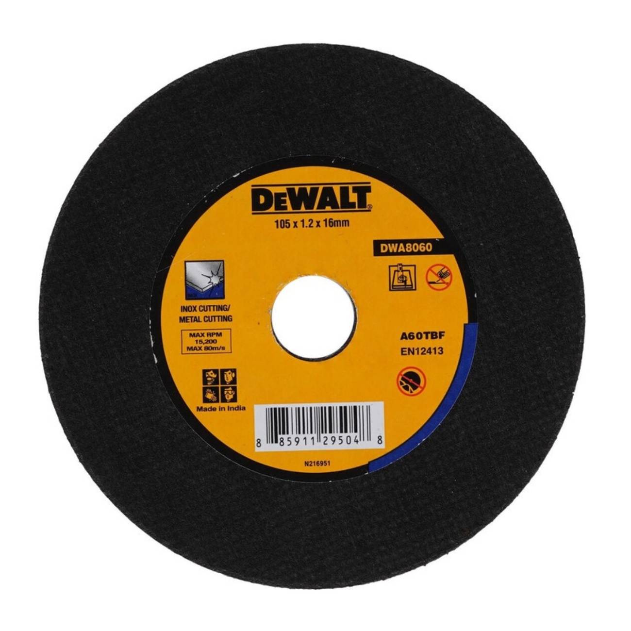 SKI - สกี จำหน่ายสินค้าหลากหลาย และคุณภาพดี | DEWALT แผ่นตัดเหล็กและสแตนเลส 4x1.2mm. DWA8060 105x1.2x16mm.