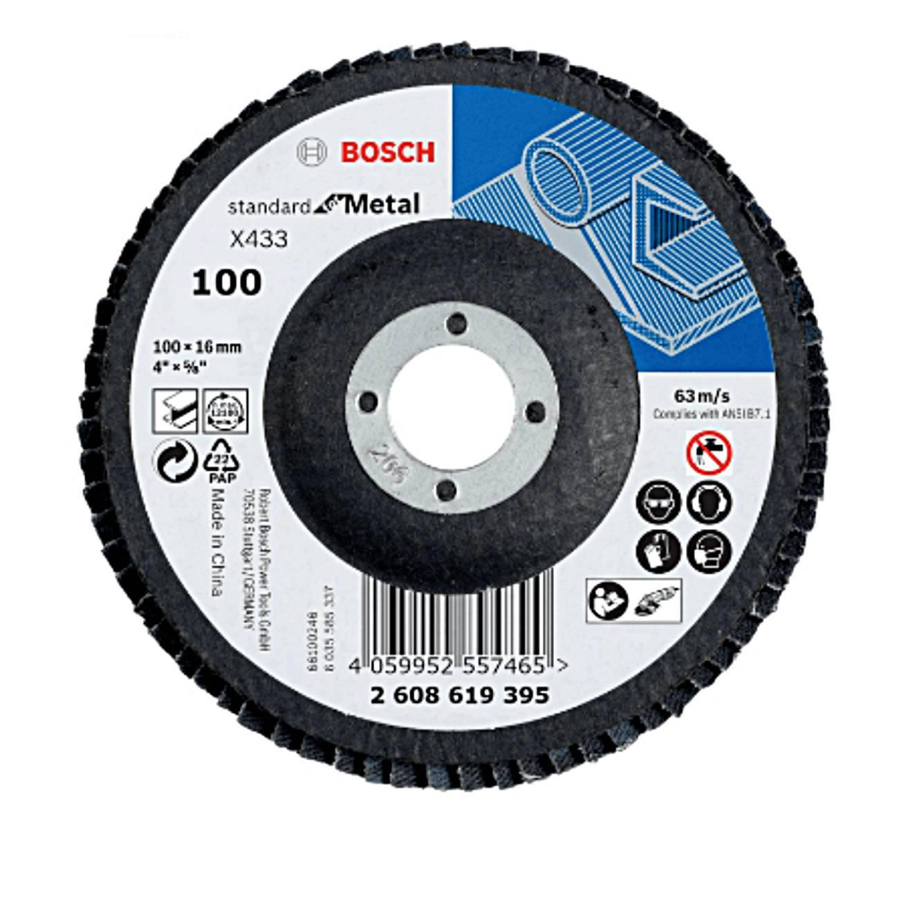 SKI - สกี จำหน่ายสินค้าหลากหลาย และคุณภาพดี | BOSCH จานทรายซ้อนหลังแข็ง 4นิ้ว P100 #2608619395  (10แผ่น/แพ็ค)
