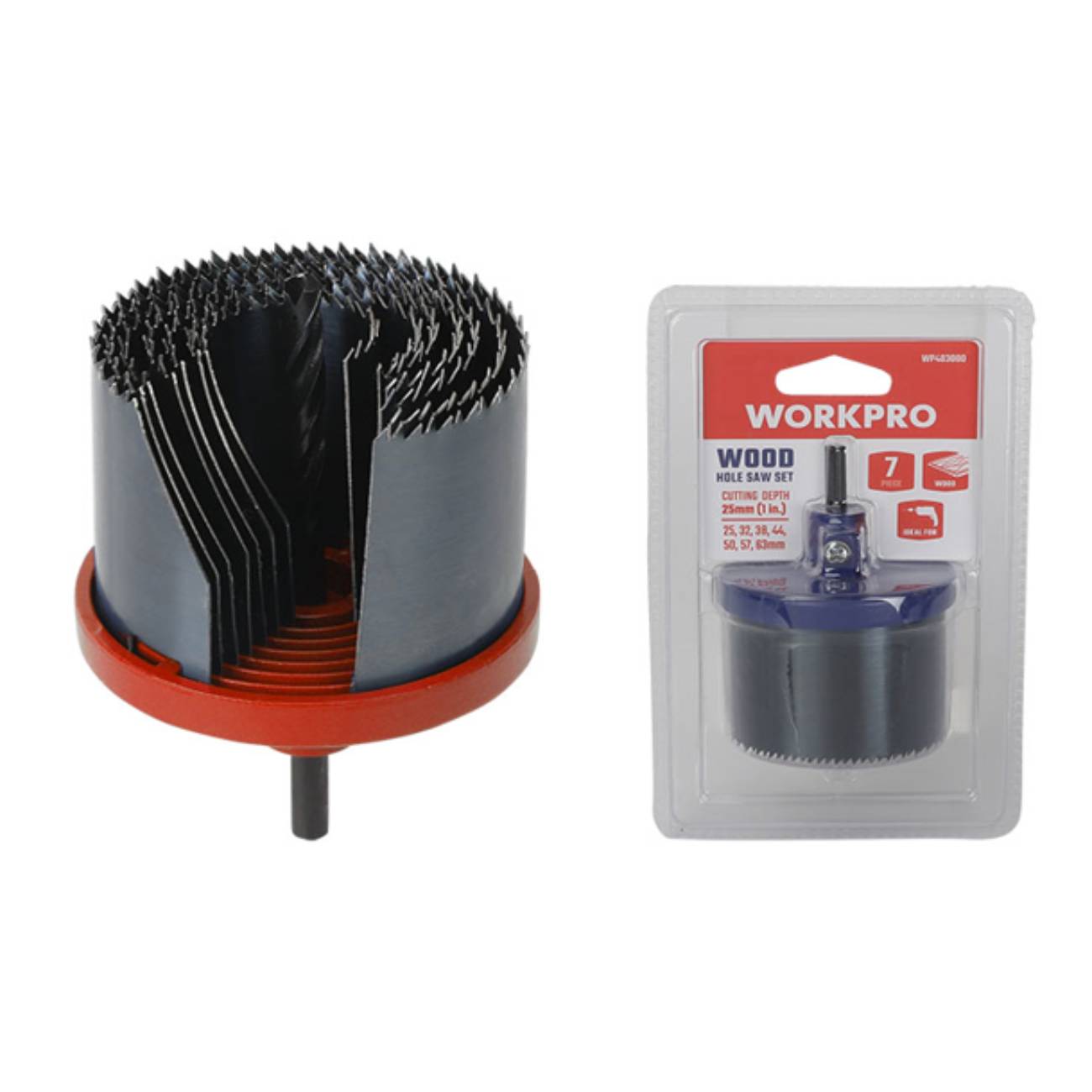 SKI - สกี จำหน่ายสินค้าหลากหลาย และคุณภาพดี | WORKPRO WP403000 ชุดโฮลซอเจาะไม้เหล็กทำจากคาร์บอน (7 ชิ้น 25 มม.)