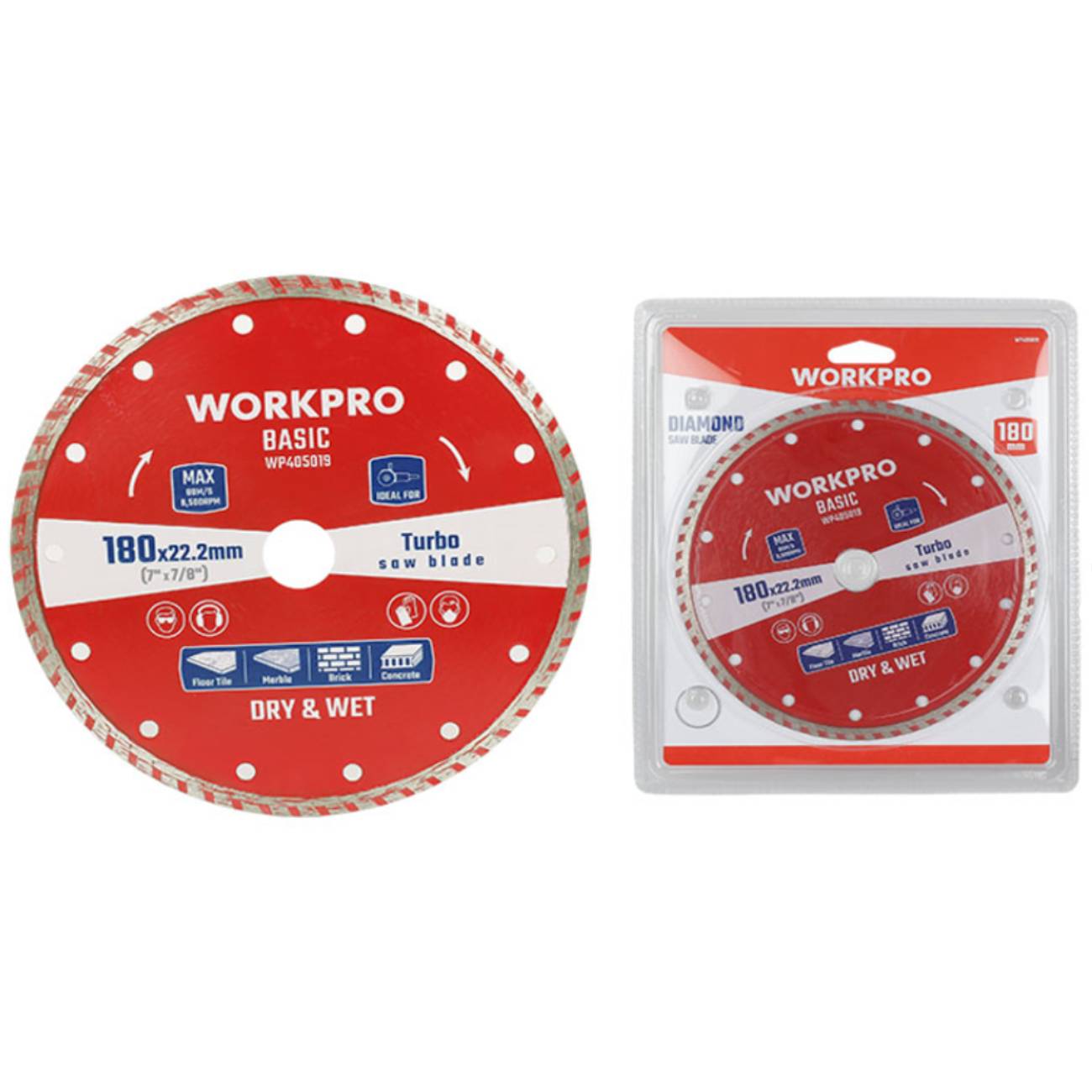 SKI - สกี จำหน่ายสินค้าหลากหลาย และคุณภาพดี | WORKPRO WP405020 ใบเพชรเทอร์โบ 7 นิ้ว (180x25.4x7 มม.)