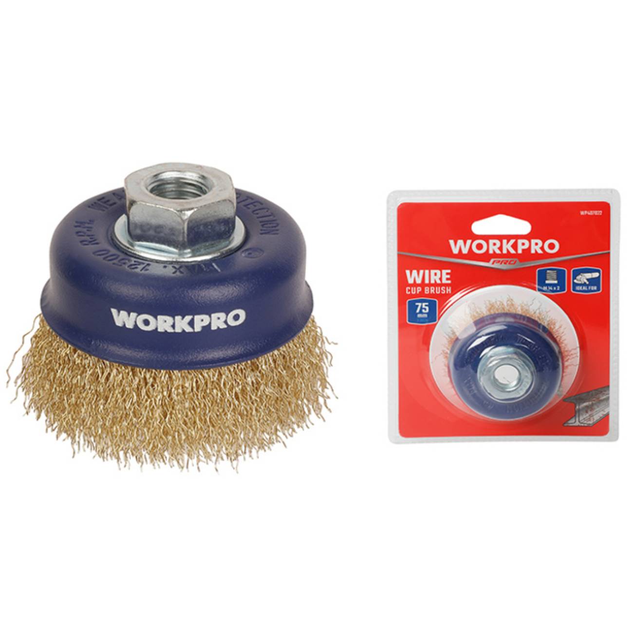 SKI - สกี จำหน่ายสินค้าหลากหลาย และคุณภาพดี | WORKPRO WP407021 แปรงลวดถ้วย - 75 มม. เกลียว 10 มม. X1.5 มม.