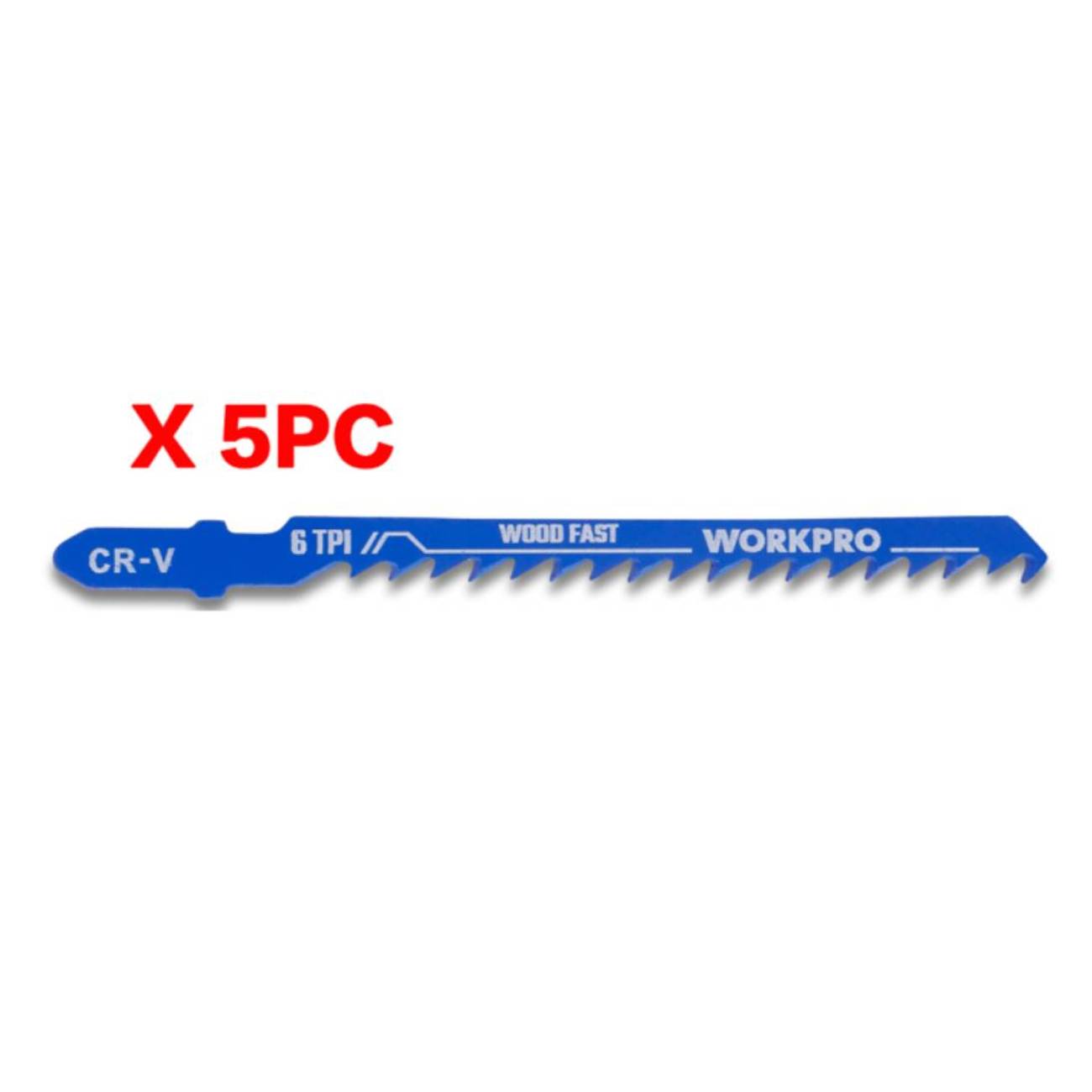 SKI - สกี จำหน่ายสินค้าหลากหลาย และคุณภาพดี | WORKPRO WP404002 Cr-V ใบเลื่อยจิ๊กซอสำหรับตัดไม้/ T Shank - 100 มม. x 6 T (5 ชิ้น)