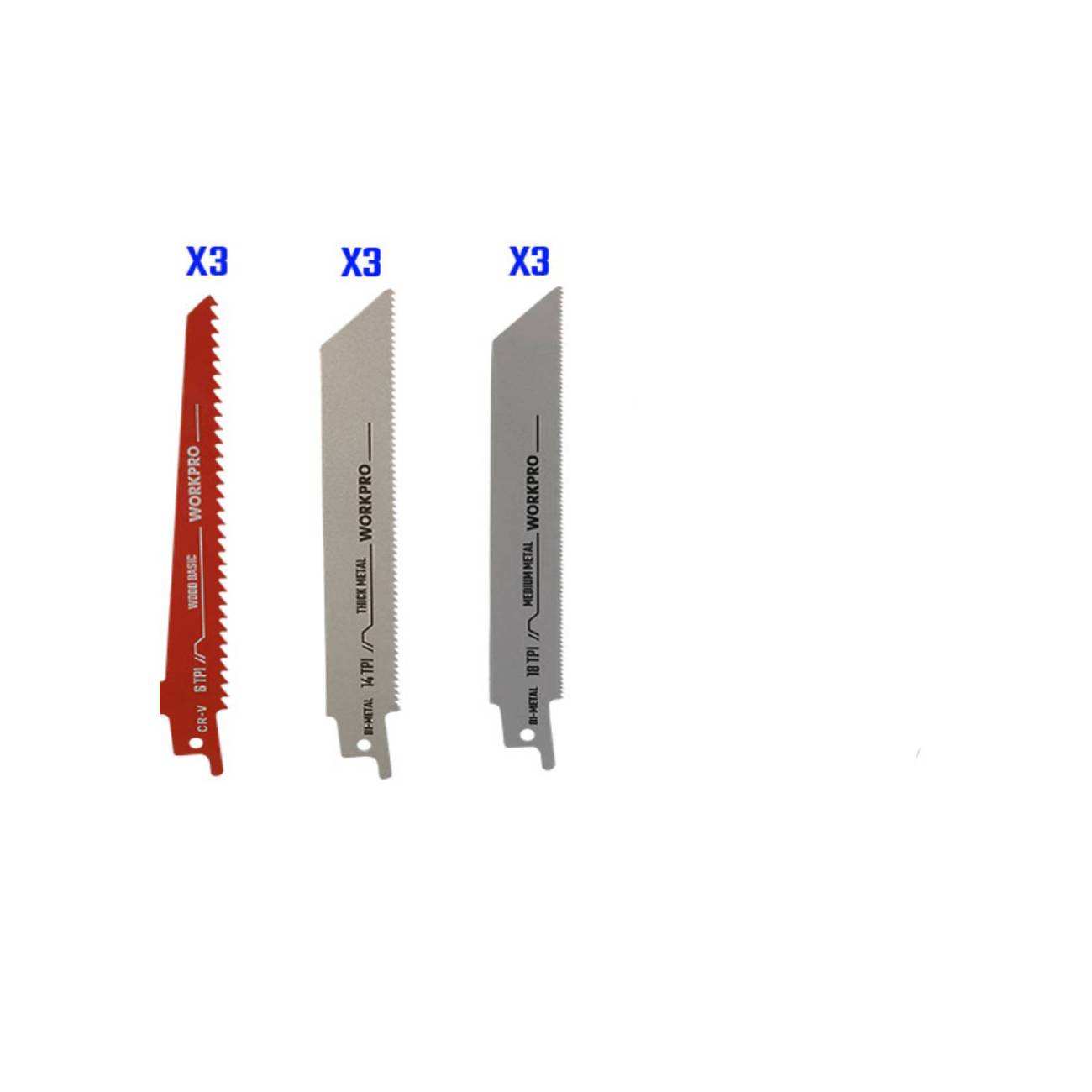 SKI - สกี จำหน่ายสินค้าหลากหลาย และคุณภาพดี | WORKPRO WP404130 ใบเลื่อยอเนกประสงค์สำหรับตัดไม้และโลหะ (9 ชิ้น)