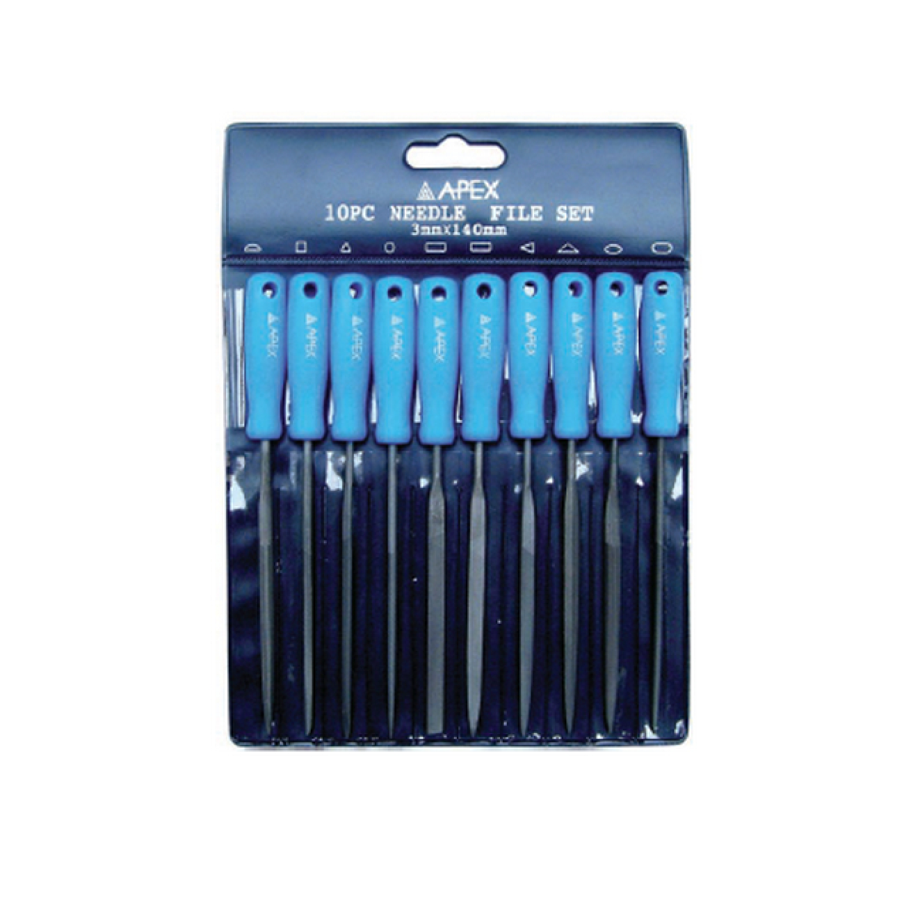 SKI - สกี จำหน่ายสินค้าหลากหลาย และคุณภาพดี | APEX ตะไบพร้อมด้าม 10 ตัวชุด กลม (AP-2601002)