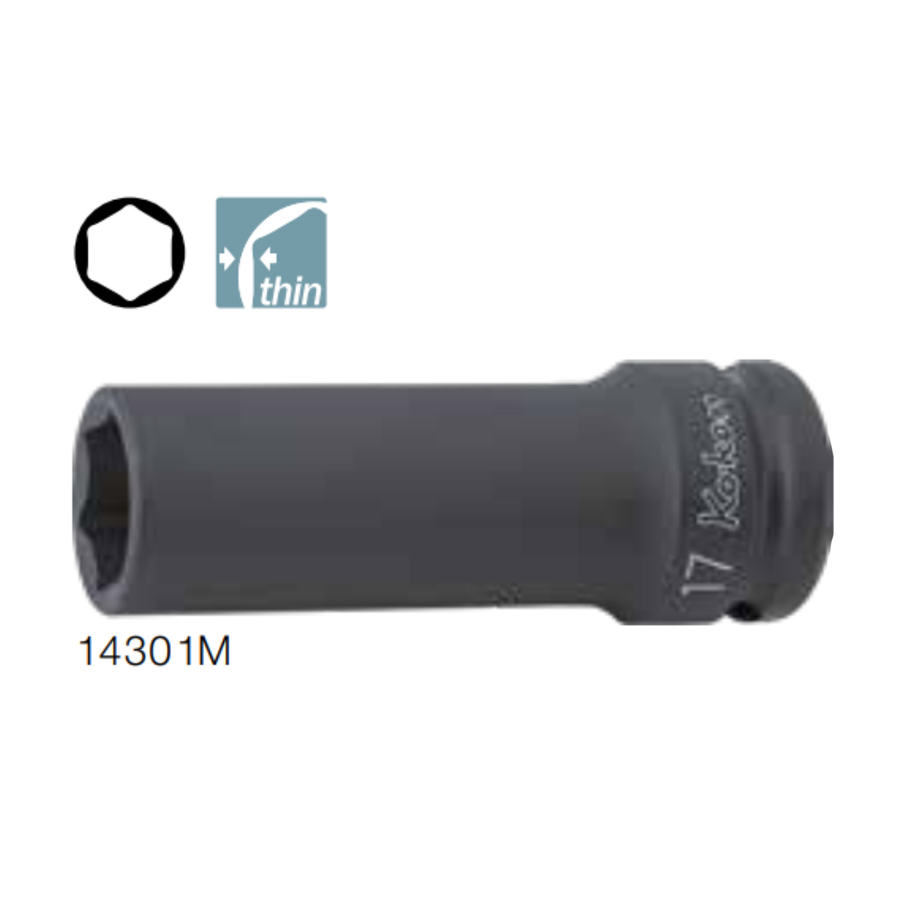 SKI - สกี จำหน่ายสินค้าหลากหลาย และคุณภาพดี | KOKEN 14301M-41 ขอบบาง ลูกบ๊อกลมยาว 1/2นิ้ว-6P-41mm.