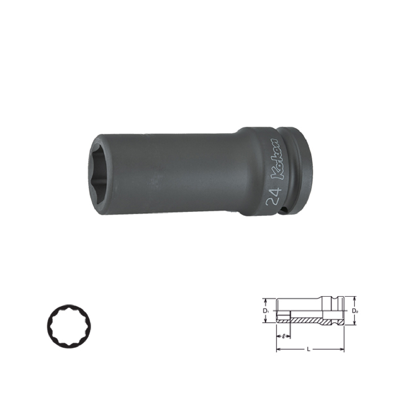 SKI - สกี จำหน่ายสินค้าหลากหลาย และคุณภาพดี | KOKEN 16306A-2 ขอบบาง ลูกบ๊อกลมยาว 3/4นิ้ว-12P-2นิ้ว