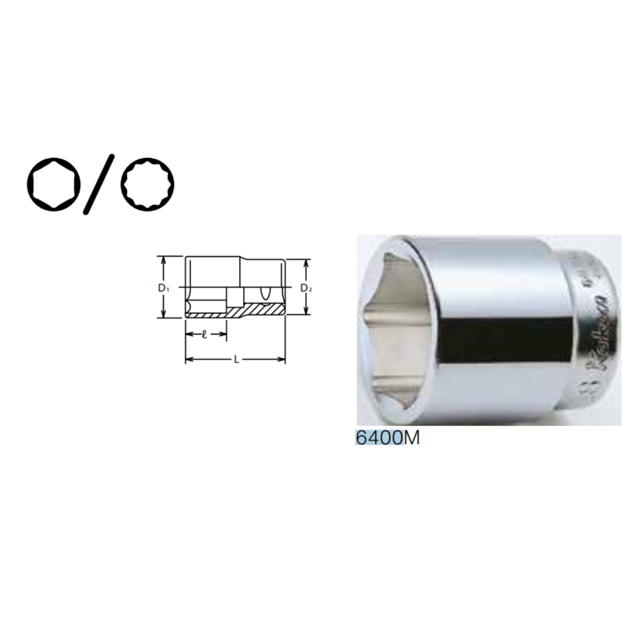 SKI - สกี จำหน่ายสินค้าหลากหลาย และคุณภาพดี | KOKEN 6400M-14 ลูกบ๊อกขาว ลูกบ๊อก 3/4นิ้ว-6P-14mm.