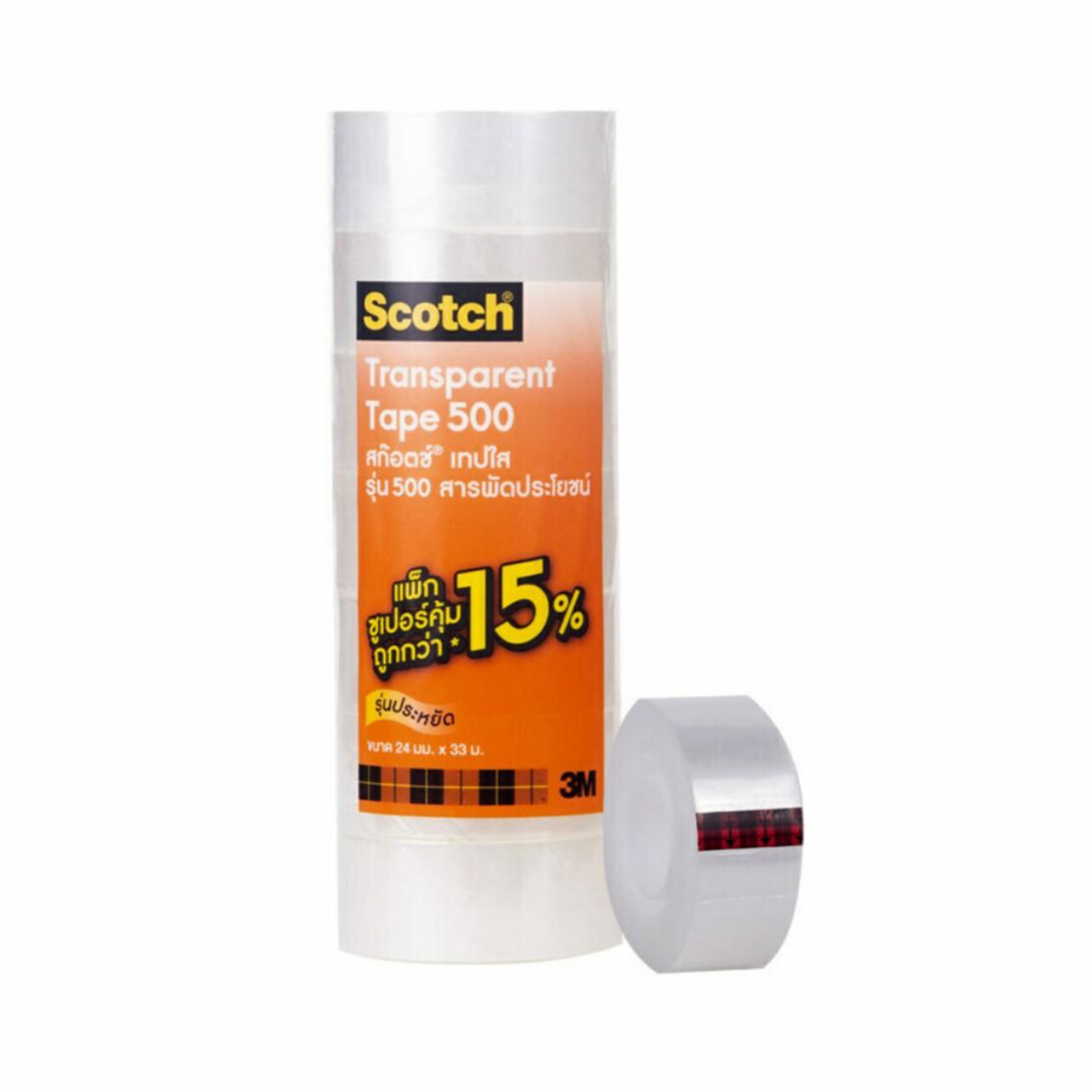 SKI - สกี จำหน่ายสินค้าหลากหลาย และคุณภาพดี | 3M #7012810625 Scotch เทปใส #500 ขนาด 1 นิ้ว ยาว 36 หลา (7ม้วน/แพ็ค, 12แพ็ค/ลัง) XP002045035