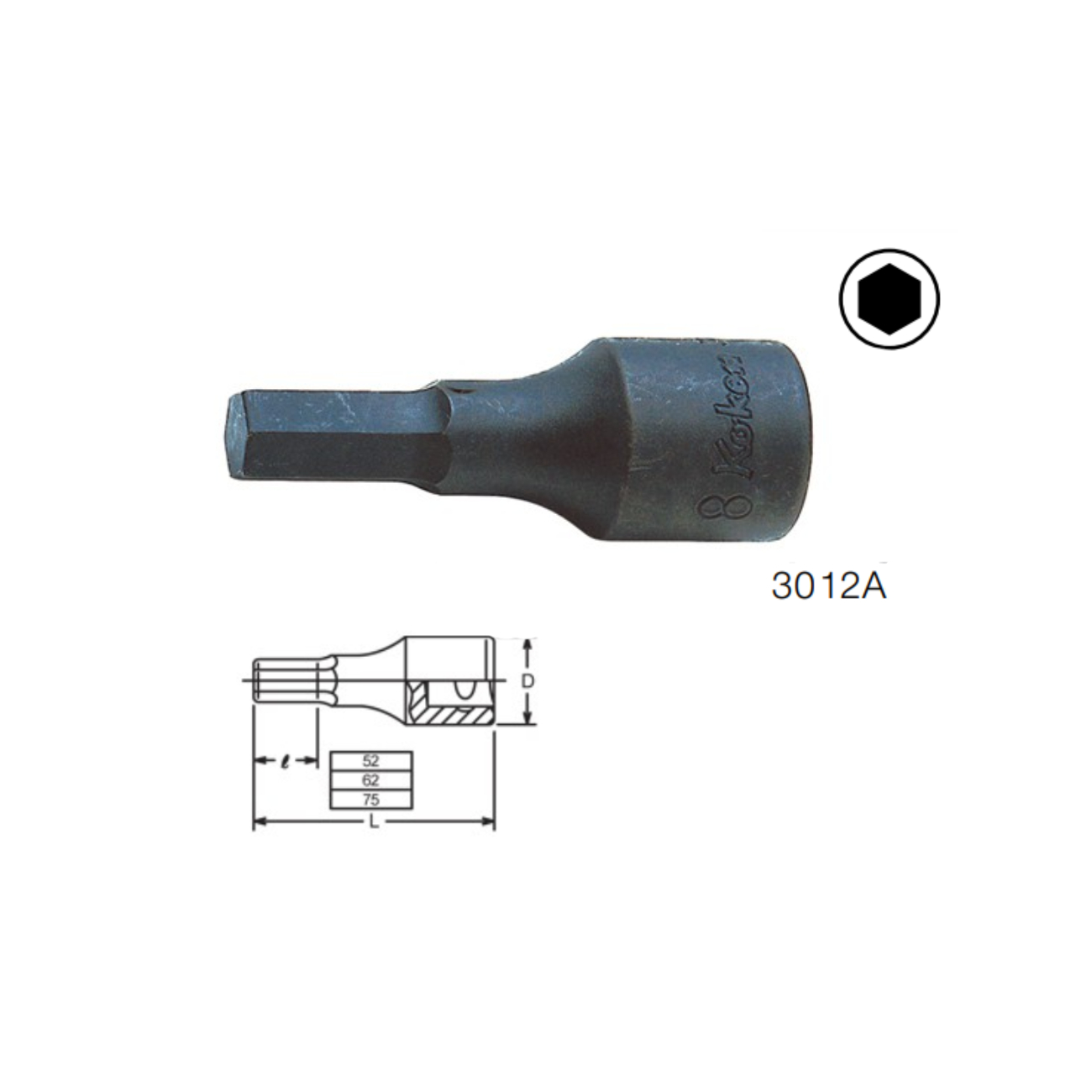 SKI - สกี จำหน่ายสินค้าหลากหลาย และคุณภาพดี | KOKEN 3012A-62-11/32 บ๊อกเดือยโผล่ดำ 6P-3/8นิ้ว-62-11/32นิ้ว