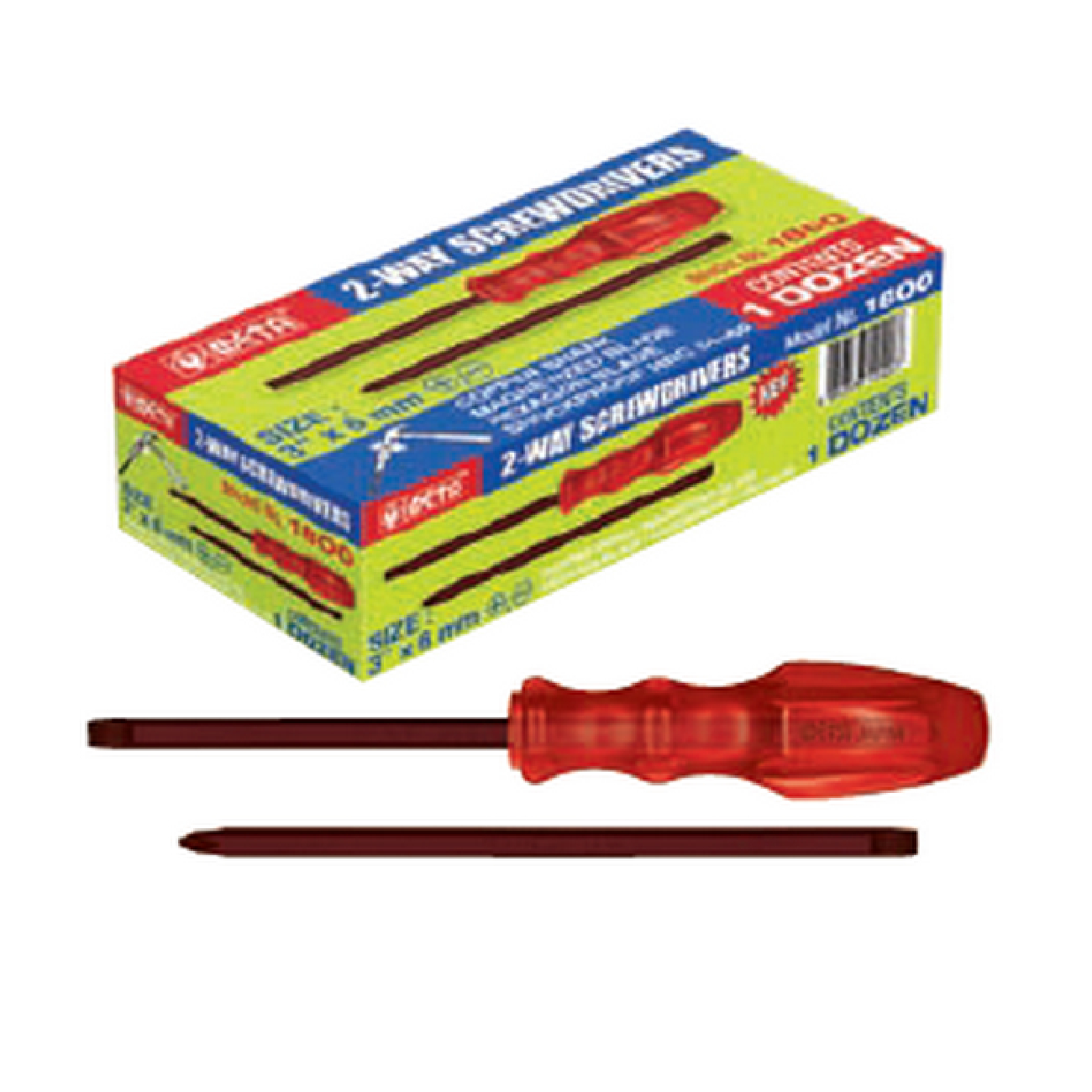 SKI - สกี จำหน่ายสินค้าหลากหลาย และคุณภาพดี | META #1800 ไขควงหัวสลับด้ามสีแดงตอกได้ 6 mm.x3นิ้ว แบน-แฉก (023110)