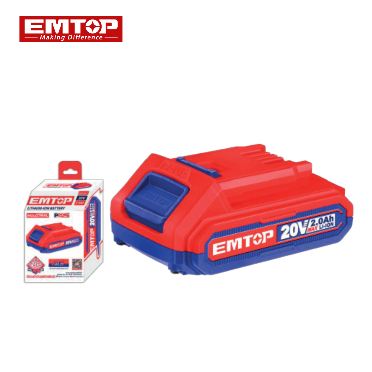 SKI - สกี จำหน่ายสินค้าหลากหลาย และคุณภาพดี | EMTOP EBPK20011 แบตเตอรี่ 20V 2.0Ah