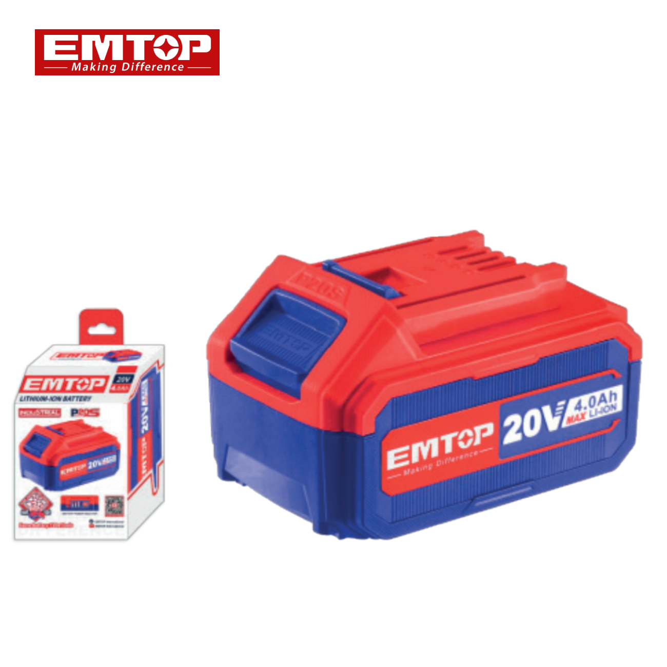SKI - สกี จำหน่ายสินค้าหลากหลาย และคุณภาพดี | EMTOP EBPK20021 แบตเตอรี่ 20V 4.0Ah