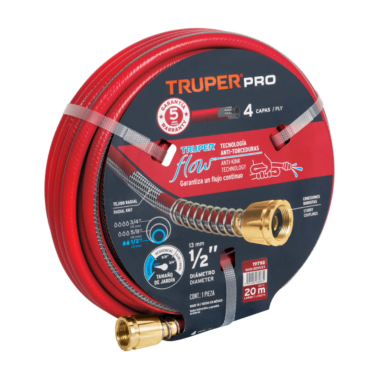 SKI - สกี จำหน่ายสินค้าหลากหลาย และคุณภาพดี | TRUPER 19792 สายยางฉีดน้ำ รุ่นเสริมความแข็งแรง 4 ชั้น 1/2นิ้ว ยาว 20เมตร พร้อมข้อต่ออัลลอย