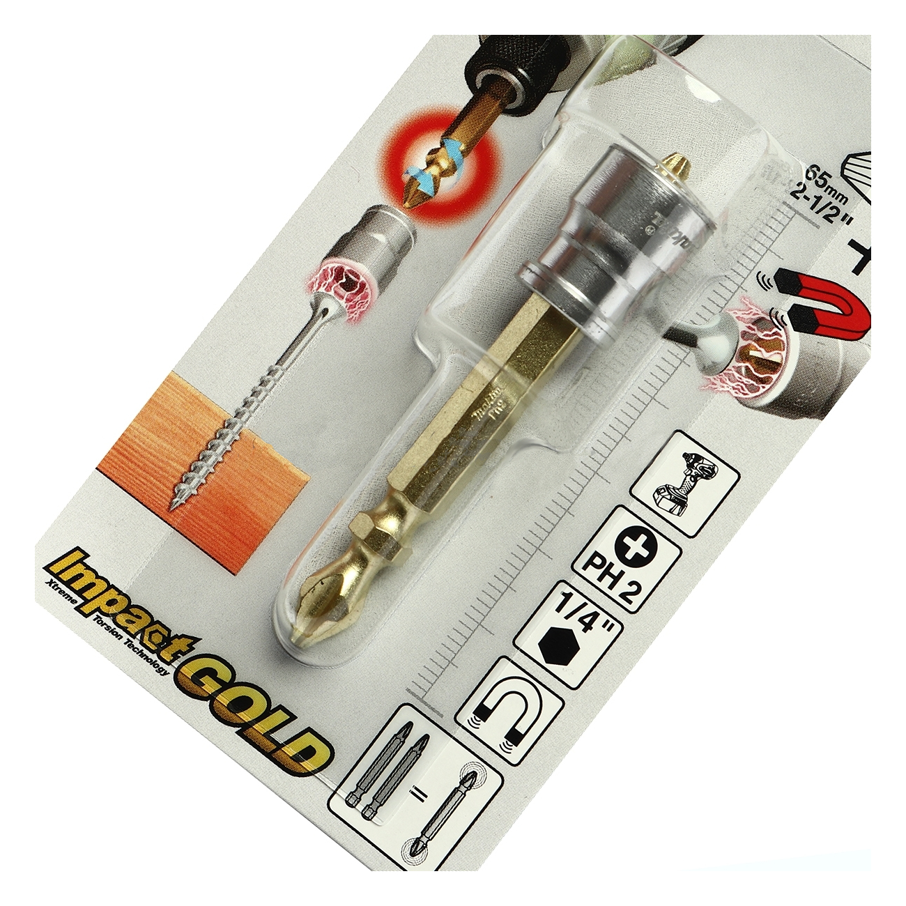 SKI - สกี จำหน่ายสินค้าหลากหลาย และคุณภาพดี | MAKITA B-30483 ดอกไขควง+2X65 พร้อมปลอกแม่เหล็ก