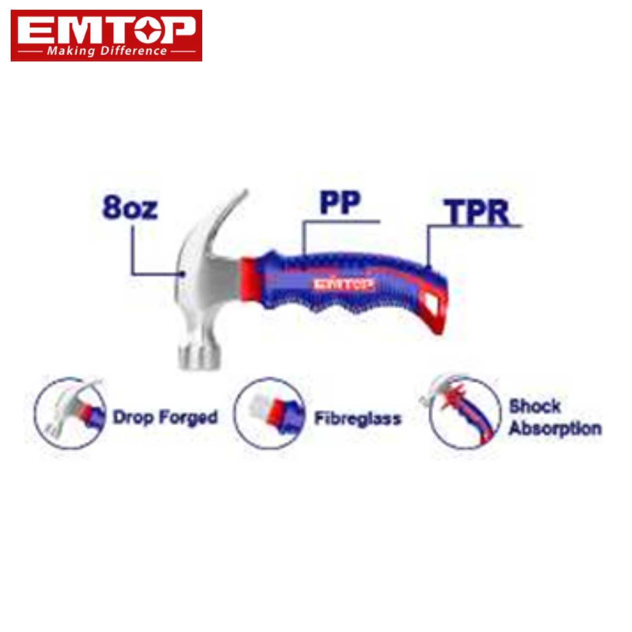 SKI - สกี จำหน่ายสินค้าหลากหลาย และคุณภาพดี | EMTOP EHAMCH0802 ค้อนก้ามปูขนาดเล็ก 8oz