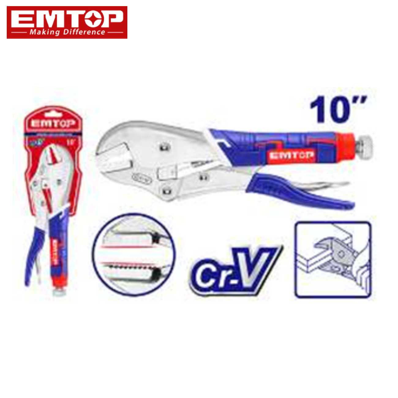 SKI - สกี จำหน่ายสินค้าหลากหลาย และคุณภาพดี | EMTOP ELPRSJ1002 คีมล๊อคปากตรง สำหรับงานหนัก 10นิ้ว