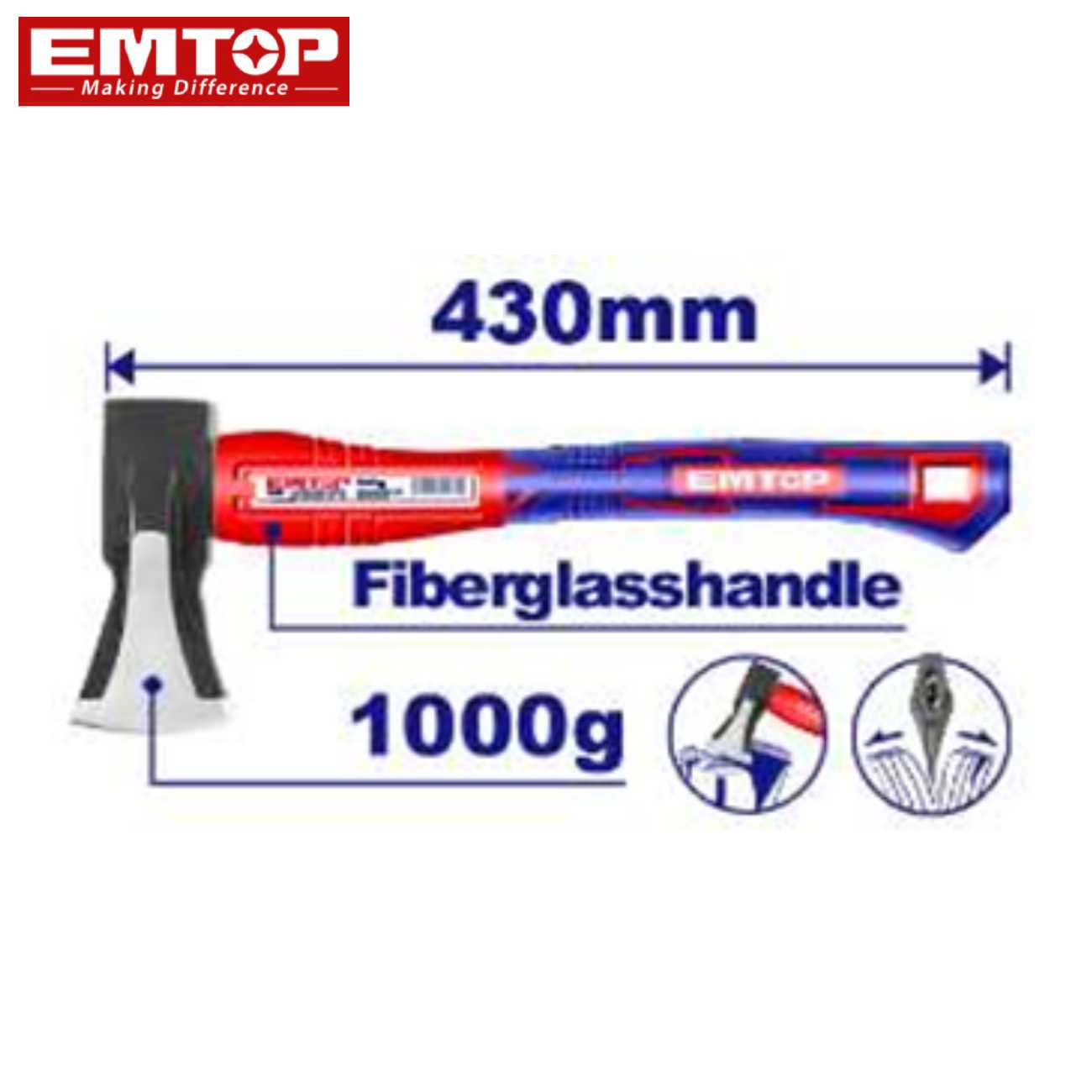 SKI - สกี จำหน่ายสินค้าหลากหลาย และคุณภาพดี | EMTOP EHAMAF0101 ขวานหัวค้อน 1000g