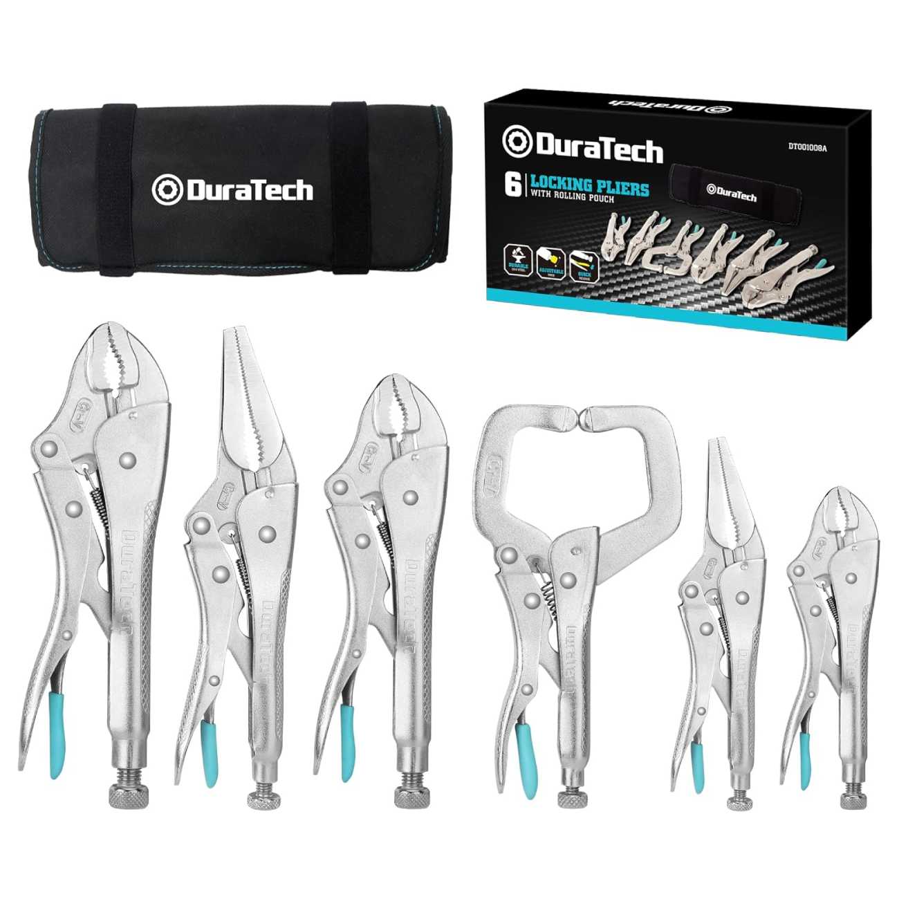 SKI - สกี จำหน่ายสินค้าหลากหลาย และคุณภาพดี | DURATECH DT001008 คีมล็อคปากแหลม จำนวน 6 ชิ้น พร้อมกระเป๋าพกพา