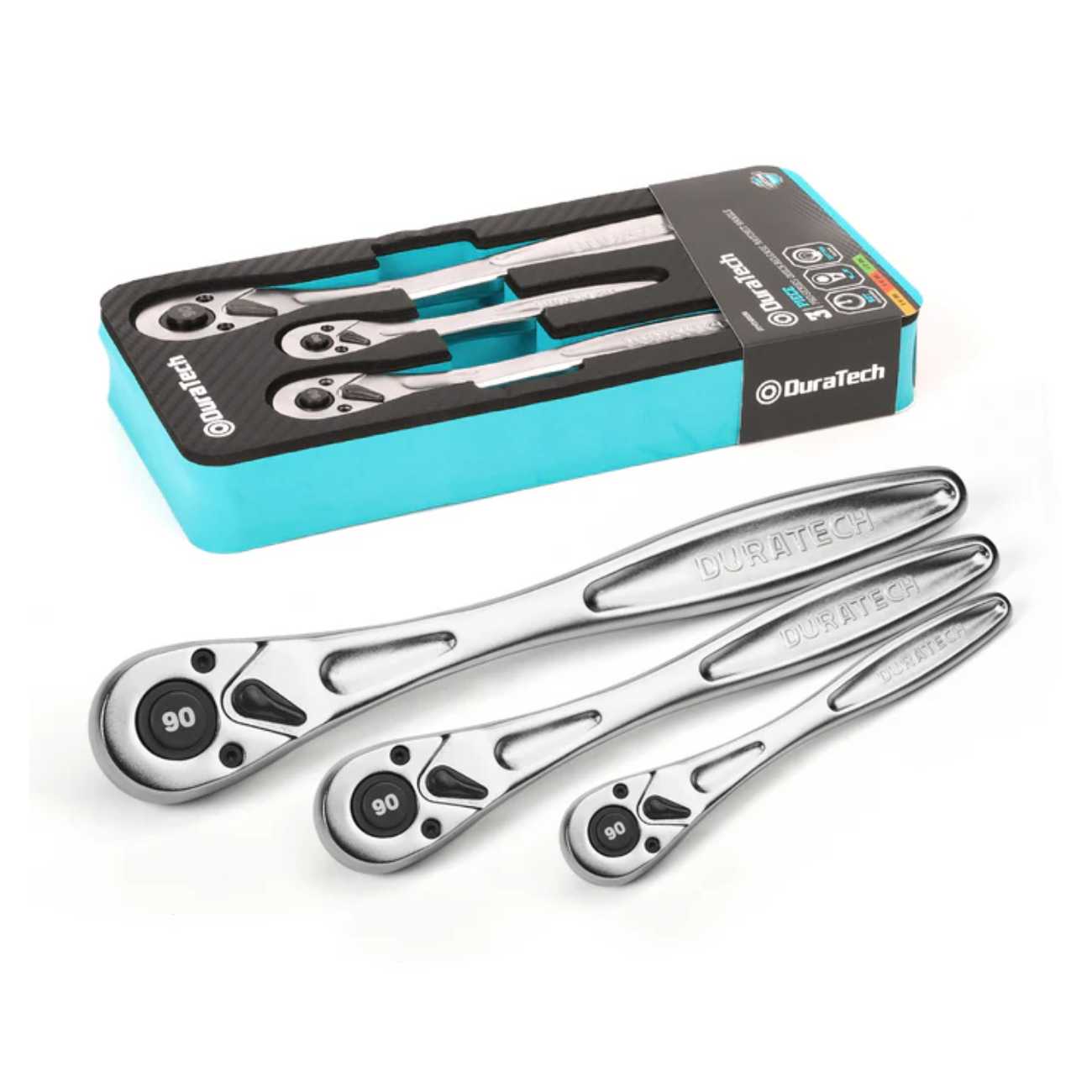 SKI - สกี จำหน่ายสินค้าหลากหลาย และคุณภาพดี | DURATECH DTMTNRS90 ชุดด้ามฟรี 3 หัว ขนาด 1/4 นิ้ว, 3/8 นิ้ว, 1/2 นิ้ว