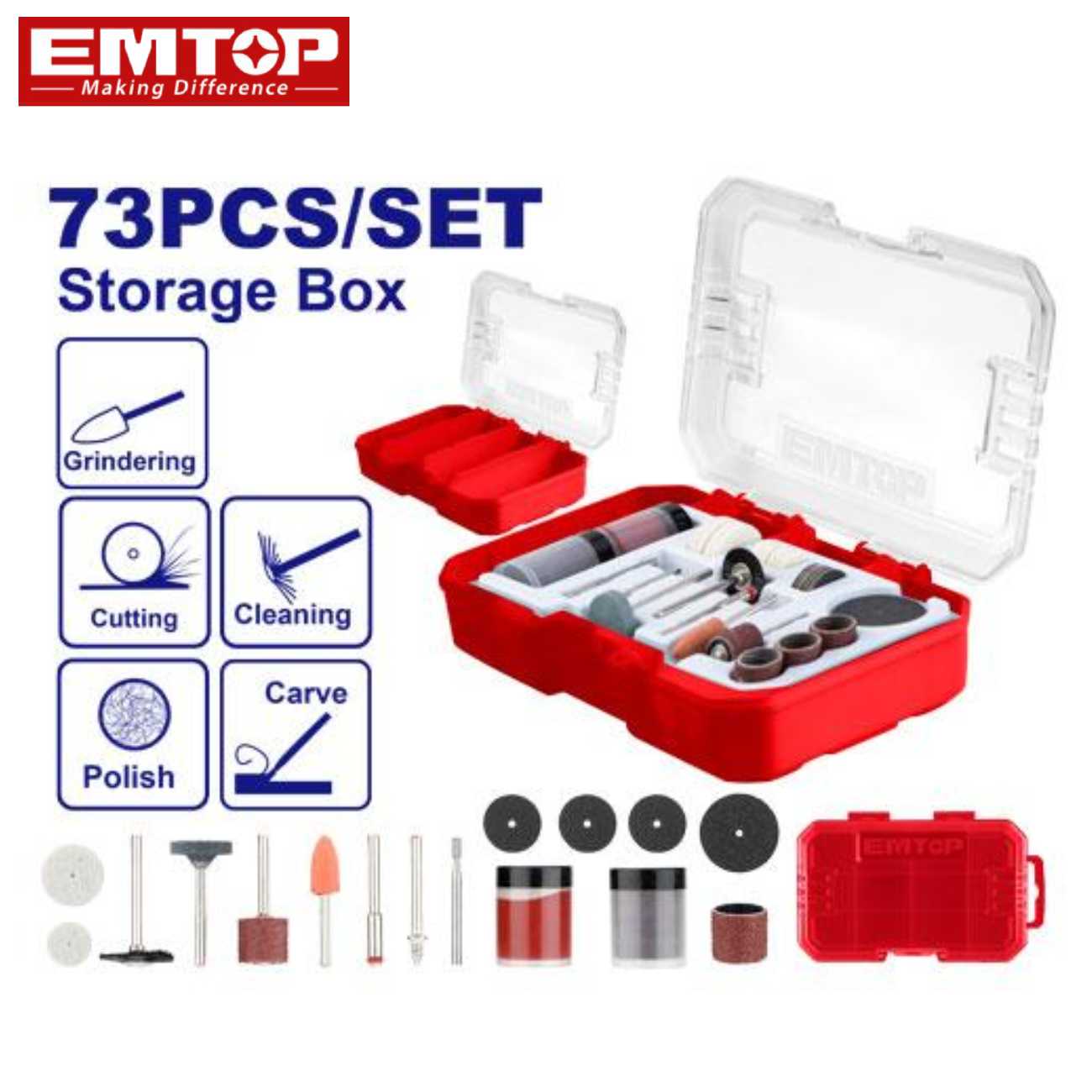 SKI - สกี จำหน่ายสินค้าหลากหลาย และคุณภาพดี | EMTOP EAKMG7072 ชุดใช้งานทั่วไปสำหรับสว่านขนาดเล็ก
