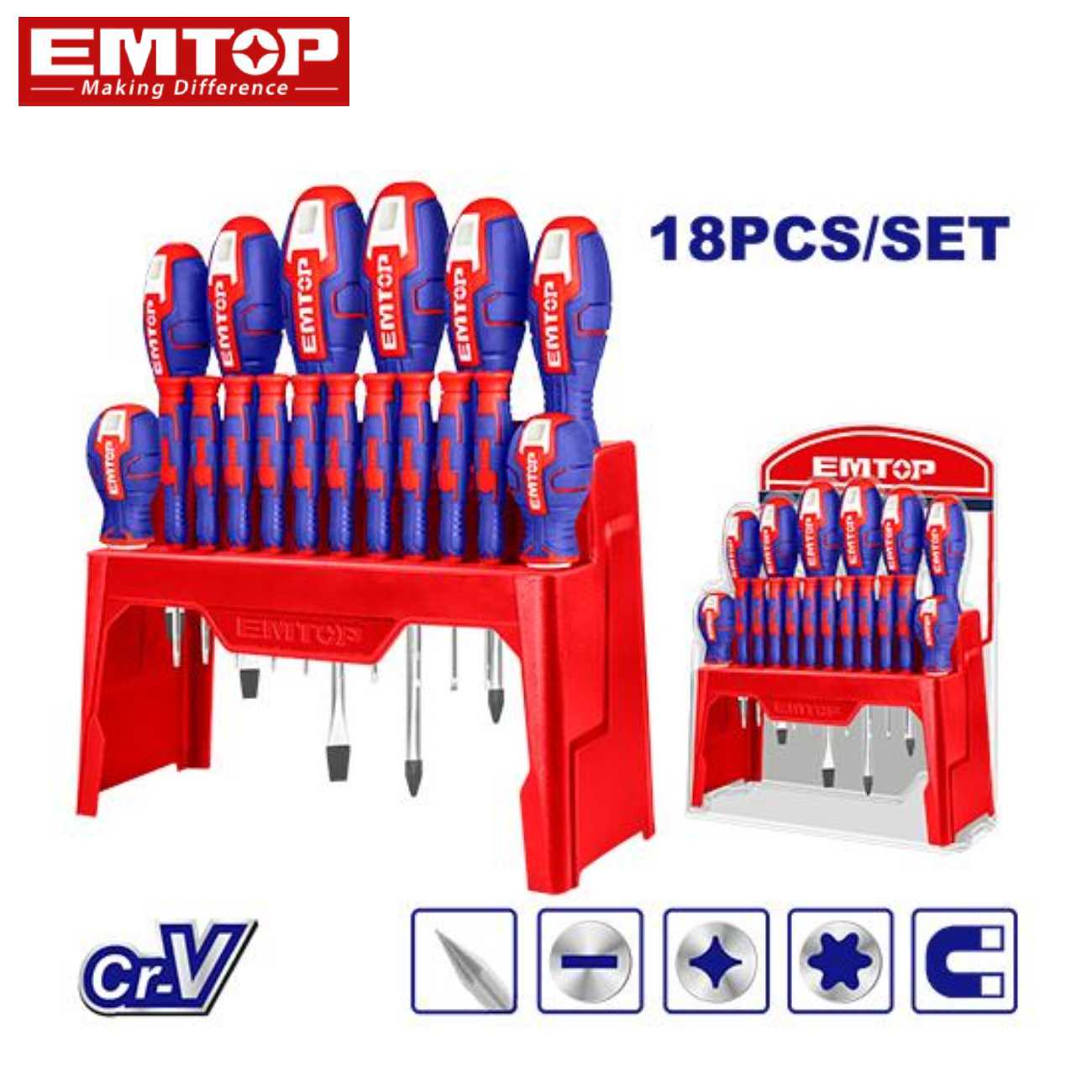 SKI - สกี จำหน่ายสินค้าหลากหลาย และคุณภาพดี | EMTOP ESST1802 ไขควง 18 ชิ้น