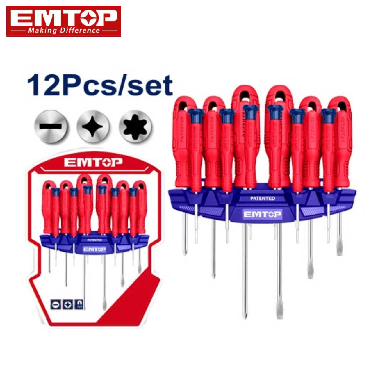 SKI - สกี จำหน่ายสินค้าหลากหลาย และคุณภาพดี | EMTOP ESST1201 ไขควง 12 ชิ้น