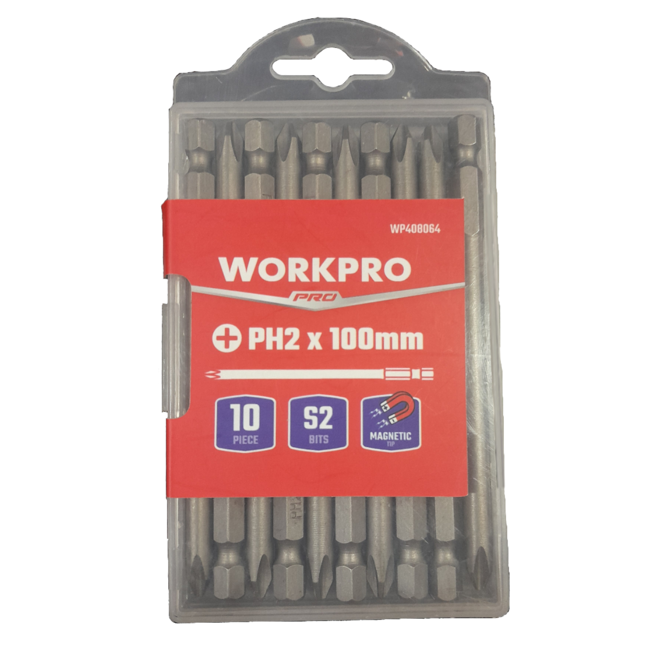 SKI - สกี จำหน่ายสินค้าหลากหลาย และคุณภาพดี | WORKPRO WP408064 ชุดดอกไขควง PH2 100x6มม. 10ตัวชุด